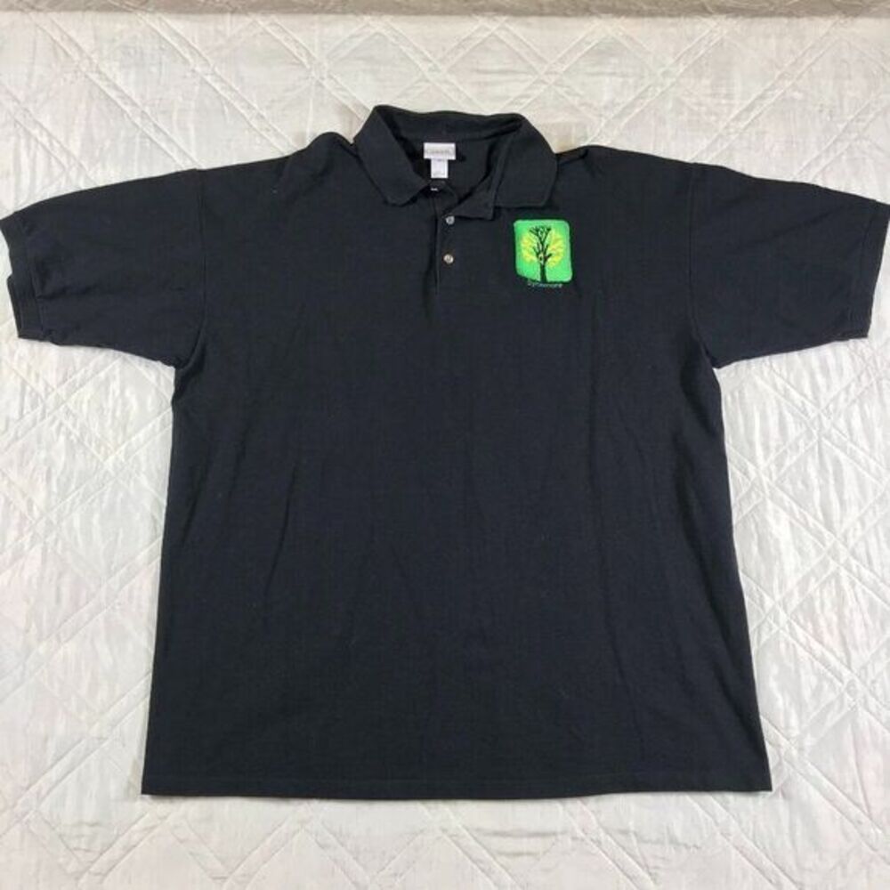 anvil black polo w/ embroidered‎ Sccamore design 2XL